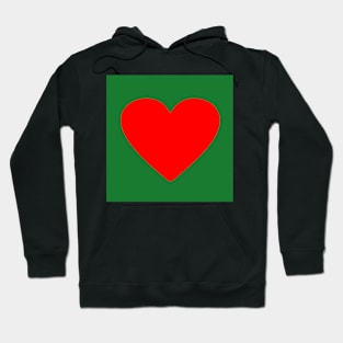 Corazón rojo sobre verde Hoodie